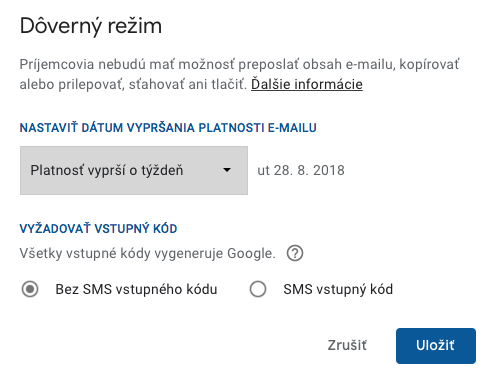 Gmail spustil funkciu "dôverný režim