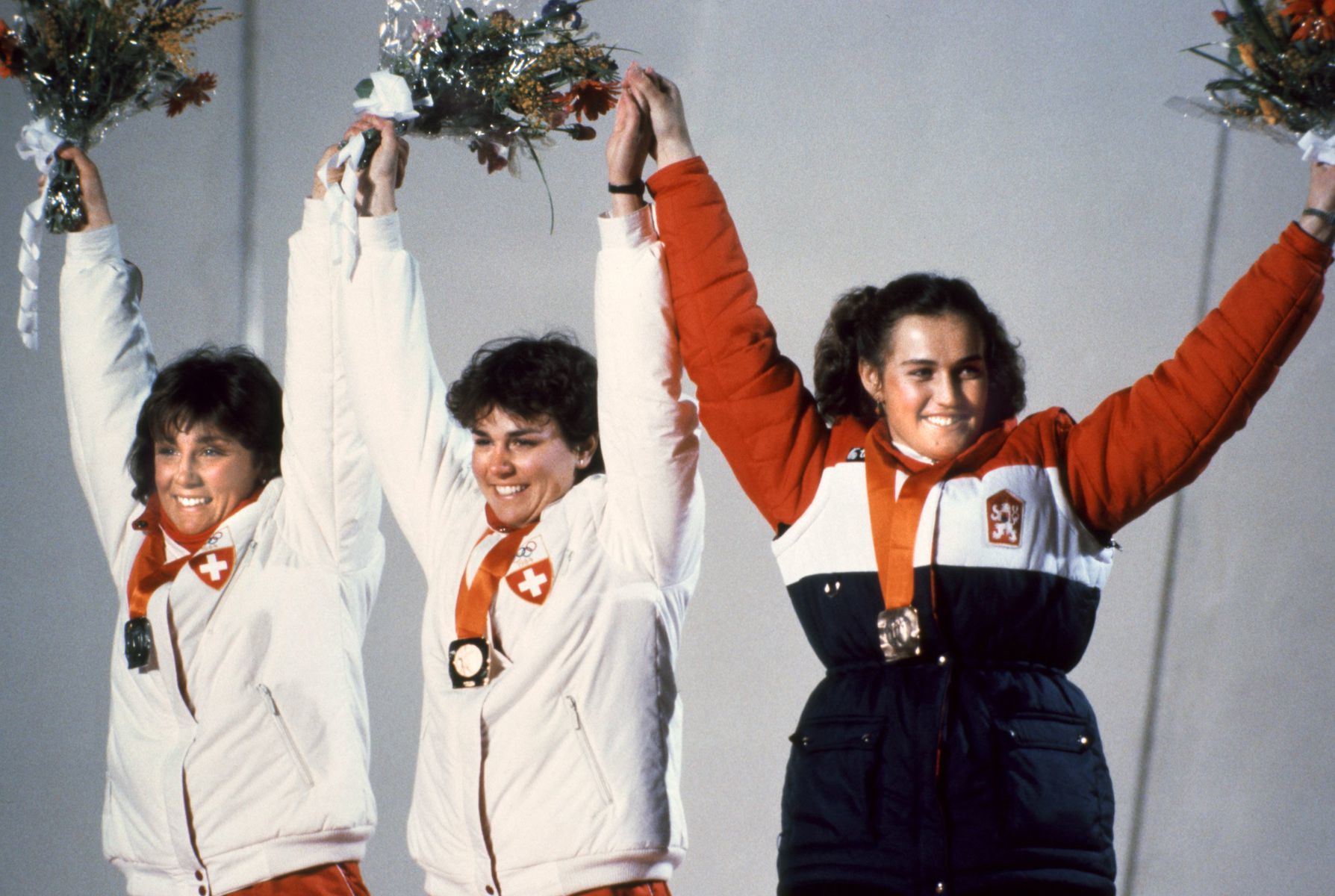 Olympijský zjazd žien v Sarajeve 1984....