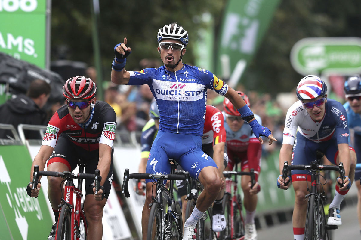 Julian Alaphilippe po víťazstve v 3. etape...