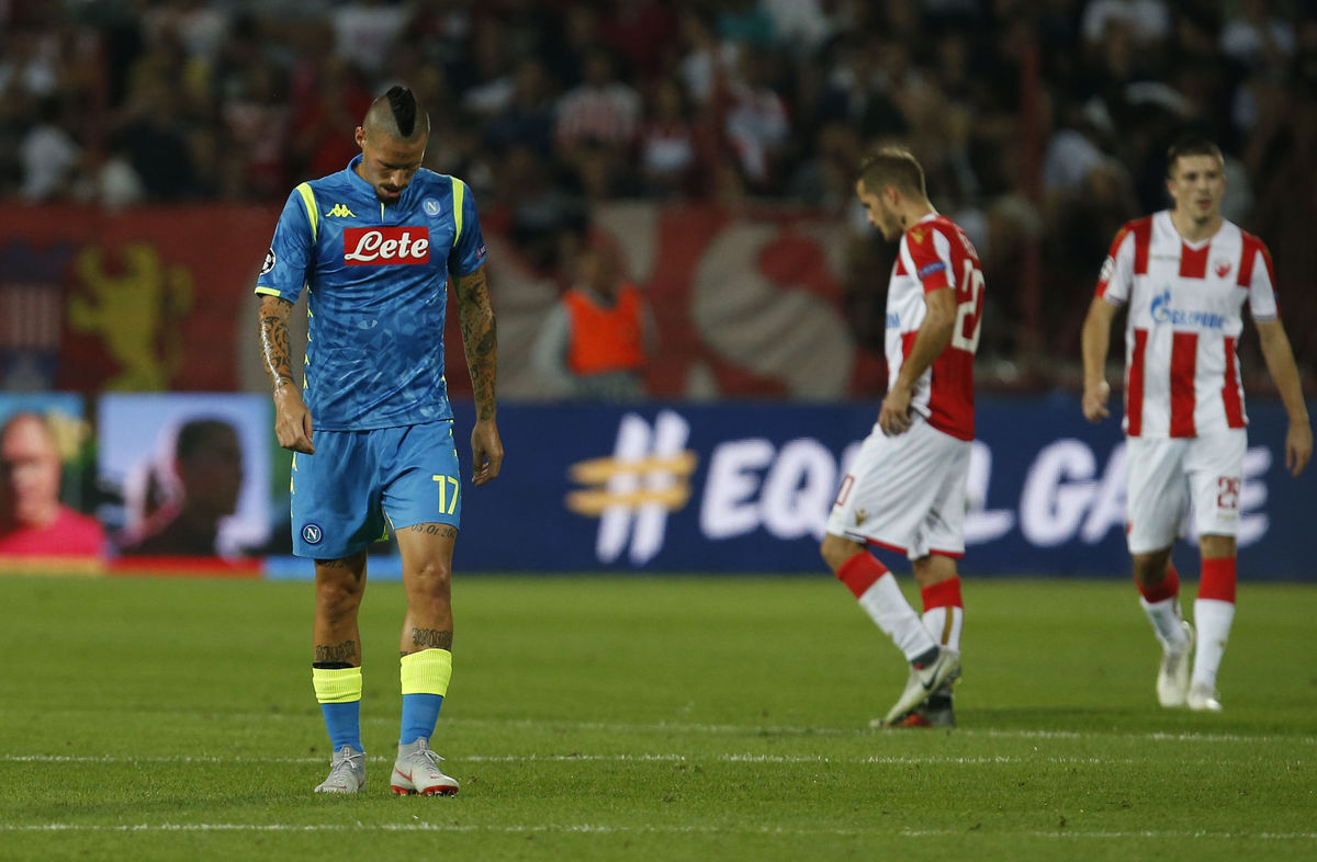 Sklamaný Marek Hamšík po zápase s Crvenou...