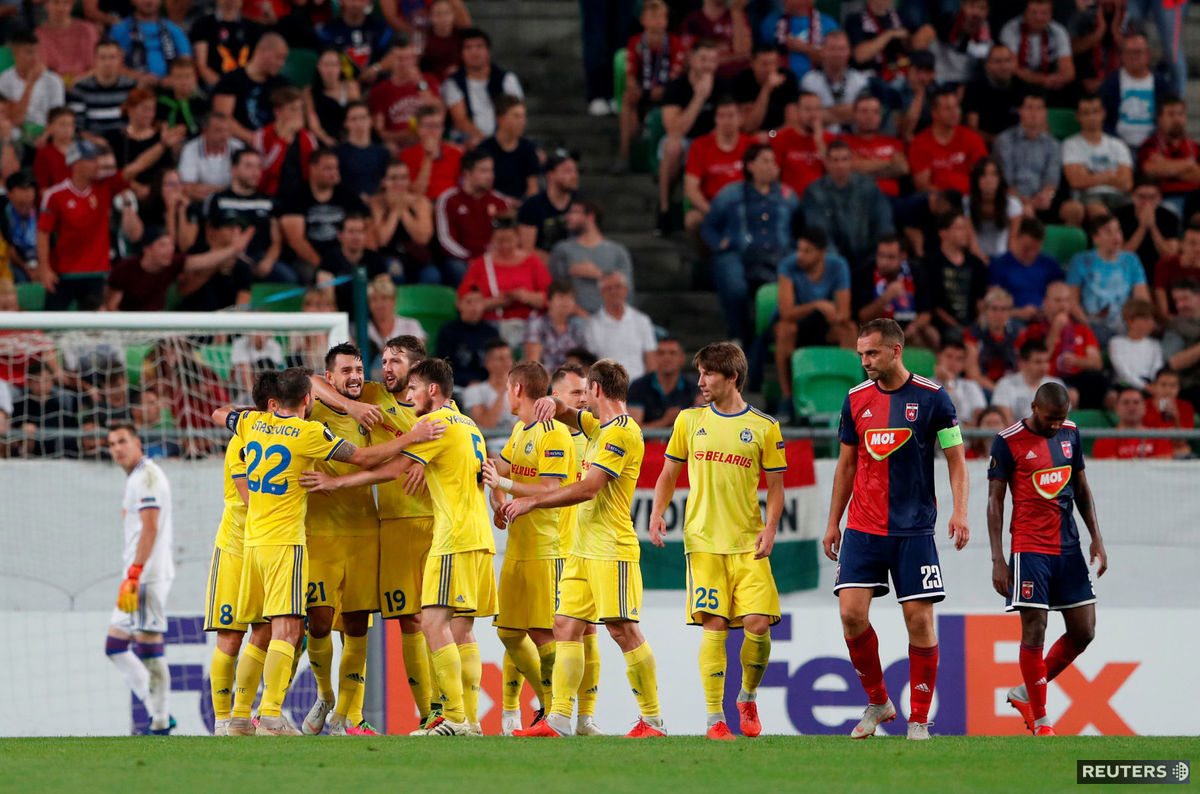 Futbalisti BATE Borisov sa tešia z gólu v...