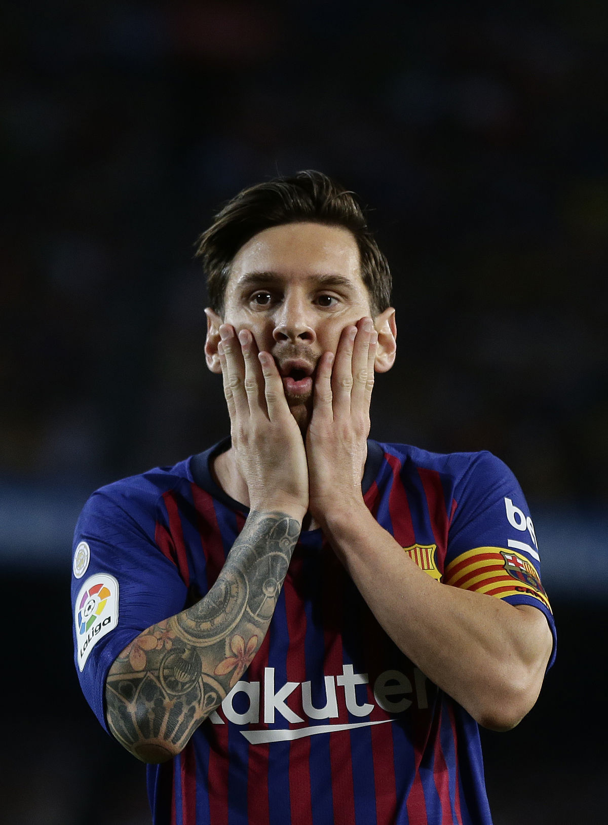 Lionel Messi po nepremenenej šanci proti Girone.