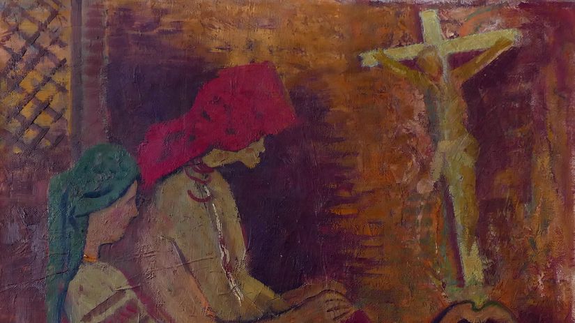Žena pod krížom, obraz, M.A. Bazovský