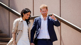 Princ Harry a jeho manželka Meghan počas návštevy opery v Sydney.
