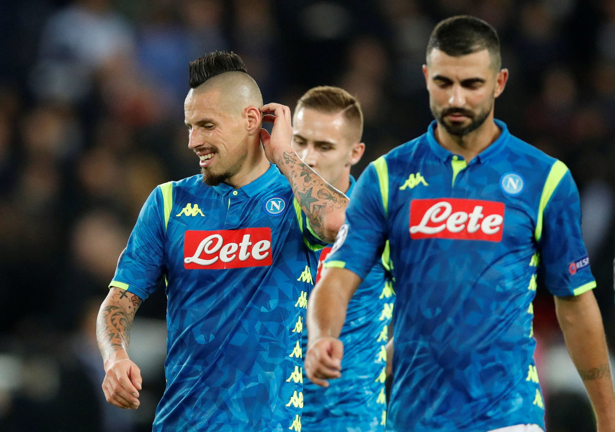 Marek Hamšík so spoluhráčmi z Neapola po zápase...