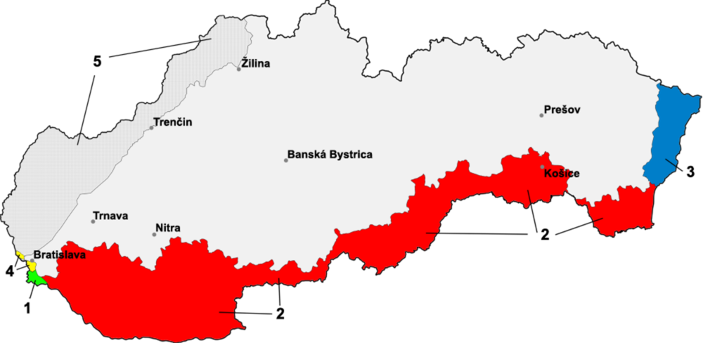 Mapa okliešteného slovenského územia po...