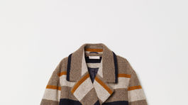 Dámsky kabát s pruhovaným vzorom, z vlnenej zmesi, predáva H&M za 99 eur.