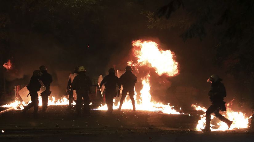 grécko, polícia, výročie, demonštrácia,...