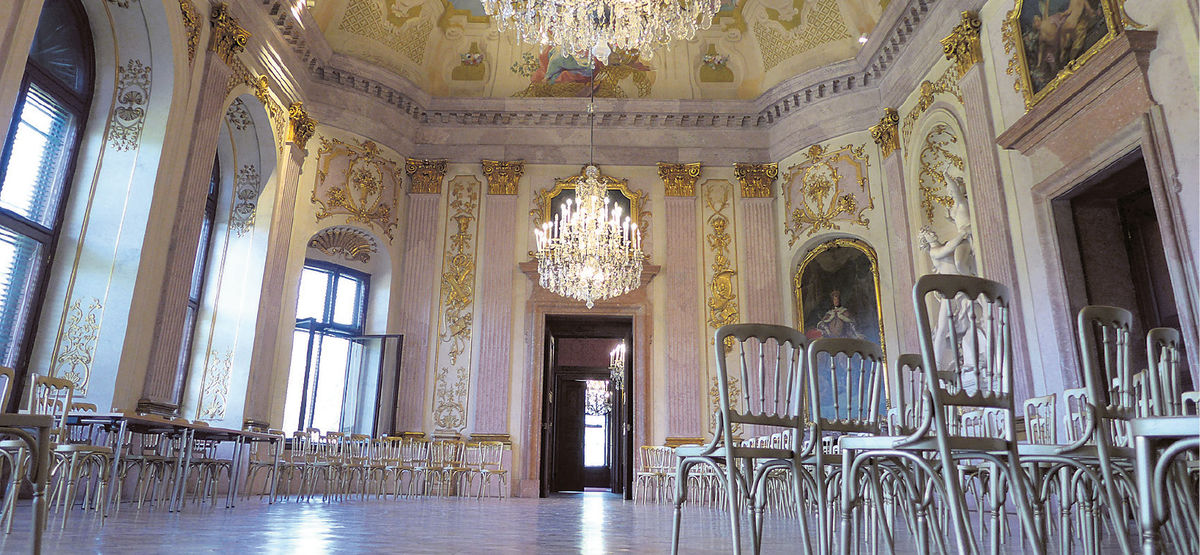 Mnohé miestnosti zámku sú bohato zdobené,...