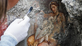 Archeológovia našli v Pompejach zmyselnú fresku Lédy s labuťou