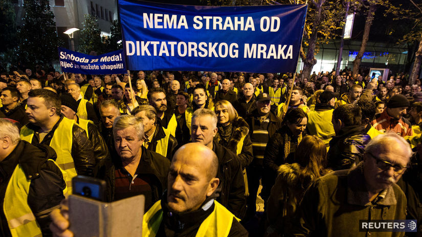 Čierna hora, Podgorica, protest, žlté vesty