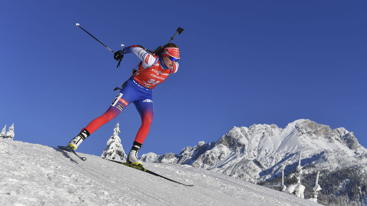 Ivona Fialková počas šprintu v Hochfilzene.