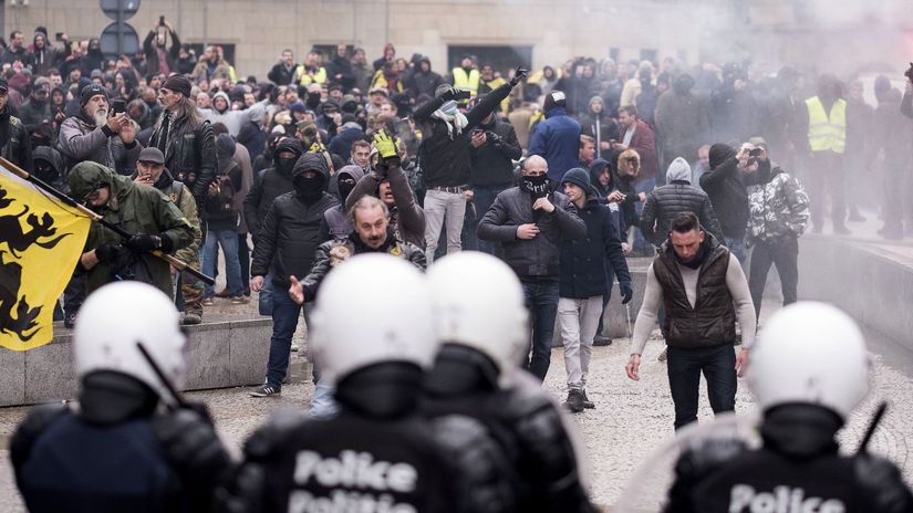 Belgicko, Brusel, protest, migračný pakt,