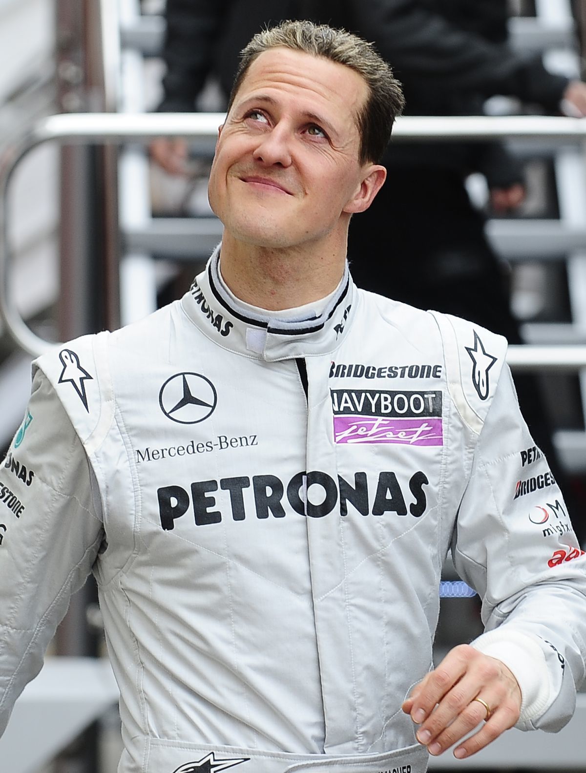 Michael Schumacher v kombinéze Mercedesu v roku...