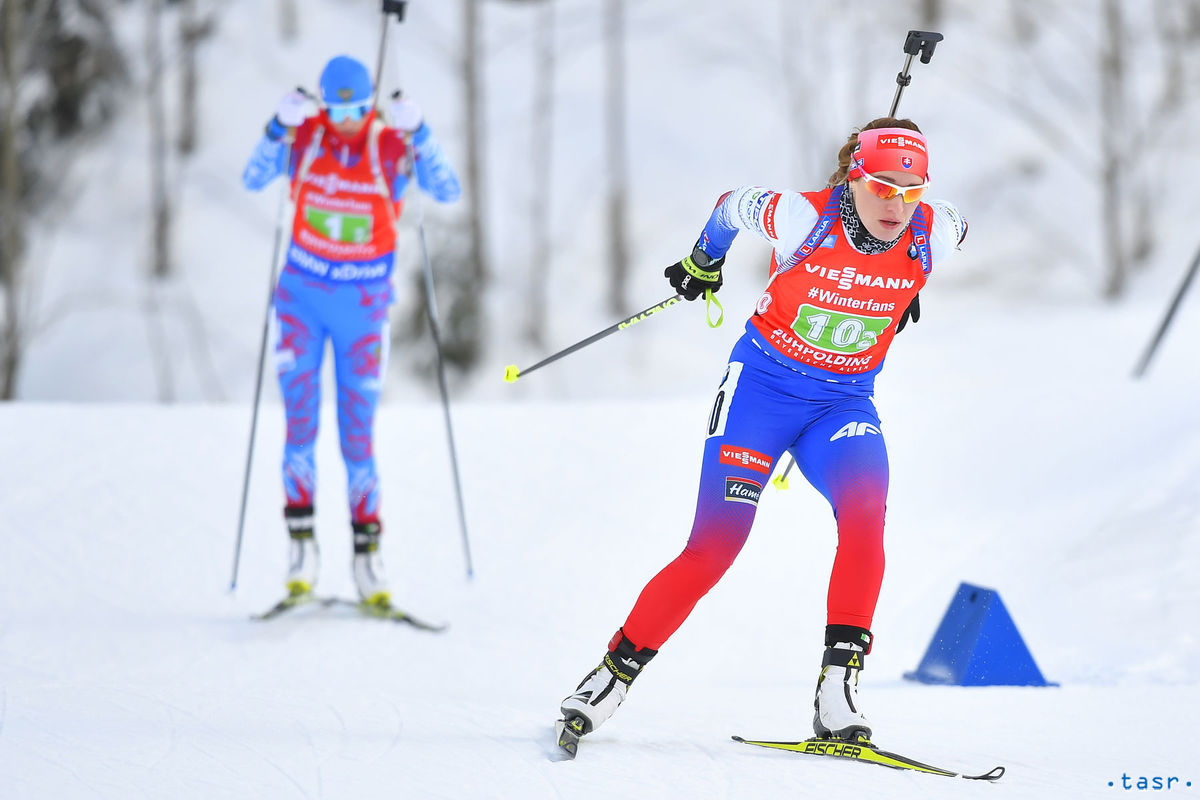 Paulína Fialková počas štafety v Ruhpoldingu.
