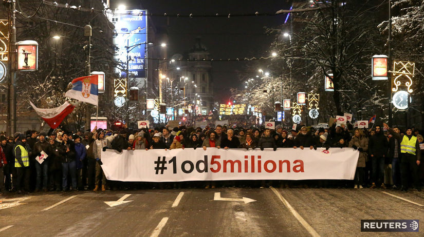 srbsko, protest, demonštrácia