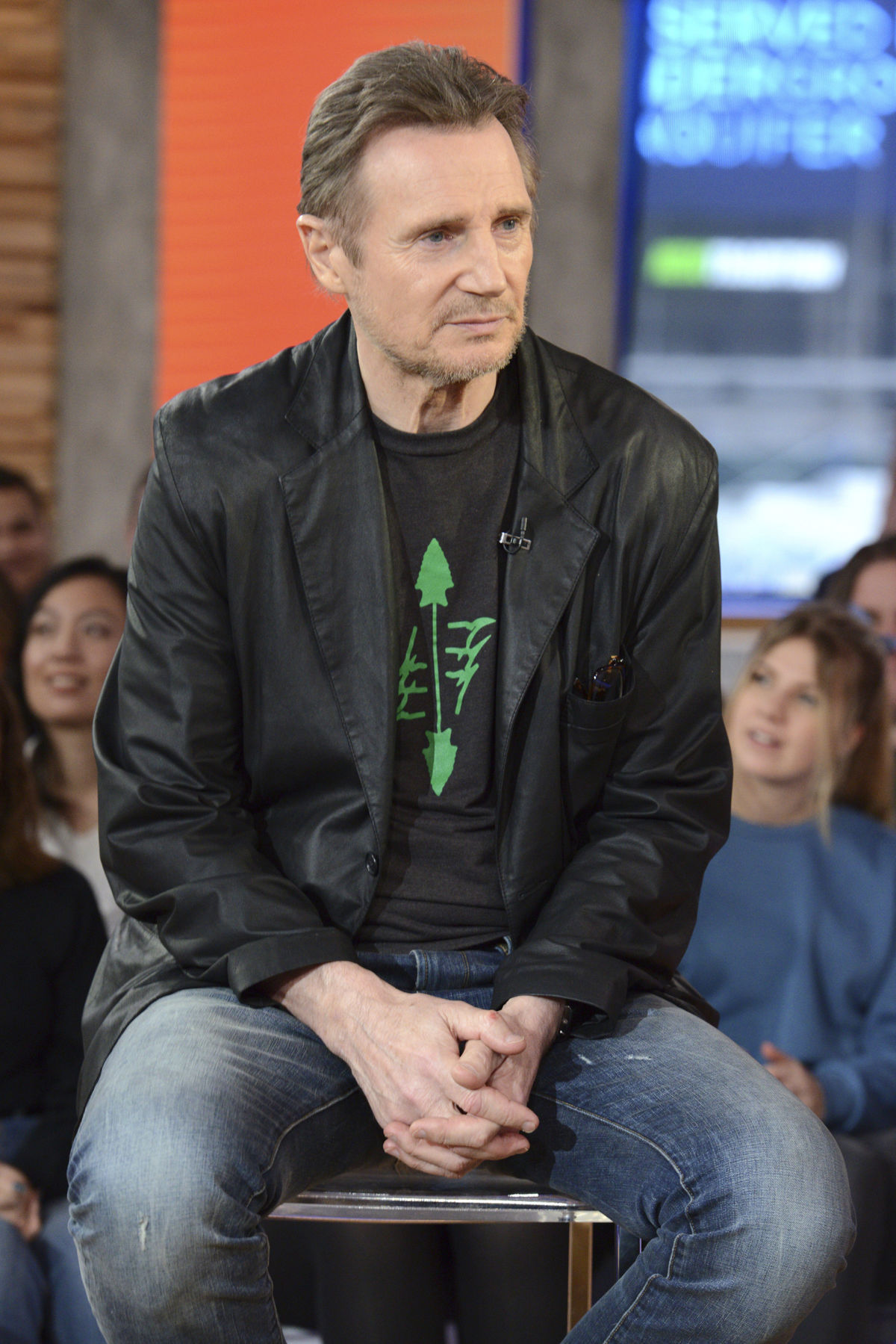 Herec Liam Neeson na zábere z návštevy relácie...