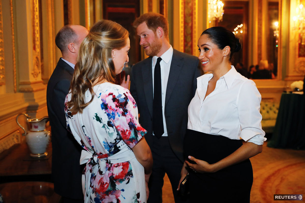 Vojvodkyňa Meghan a princ Harry na recepcii po...