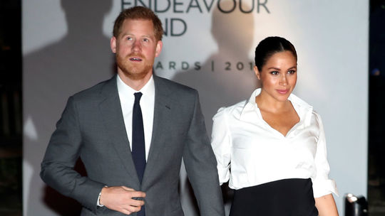 Vojvodkyňa Meghan a princ Harry na recepcii po...