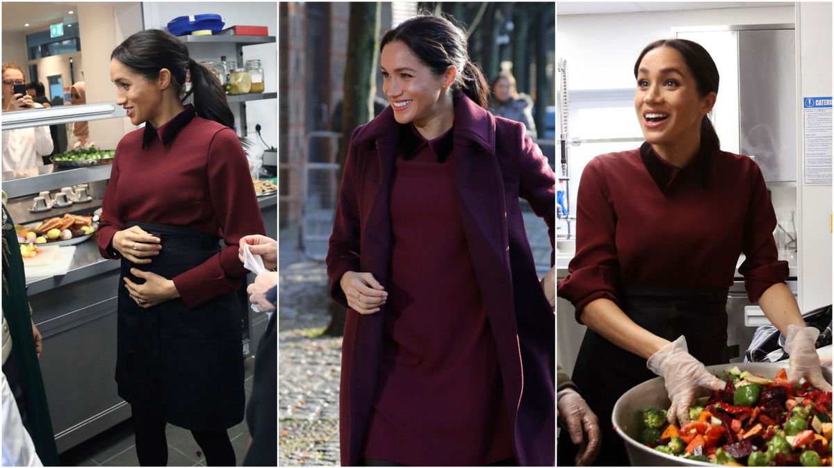 Meghan a jej vínovočervená voľba.