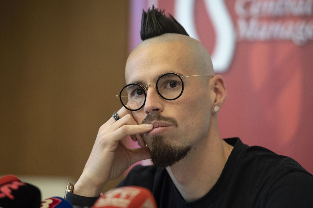 Marek Hamšík počas piatkovej tlačovej...