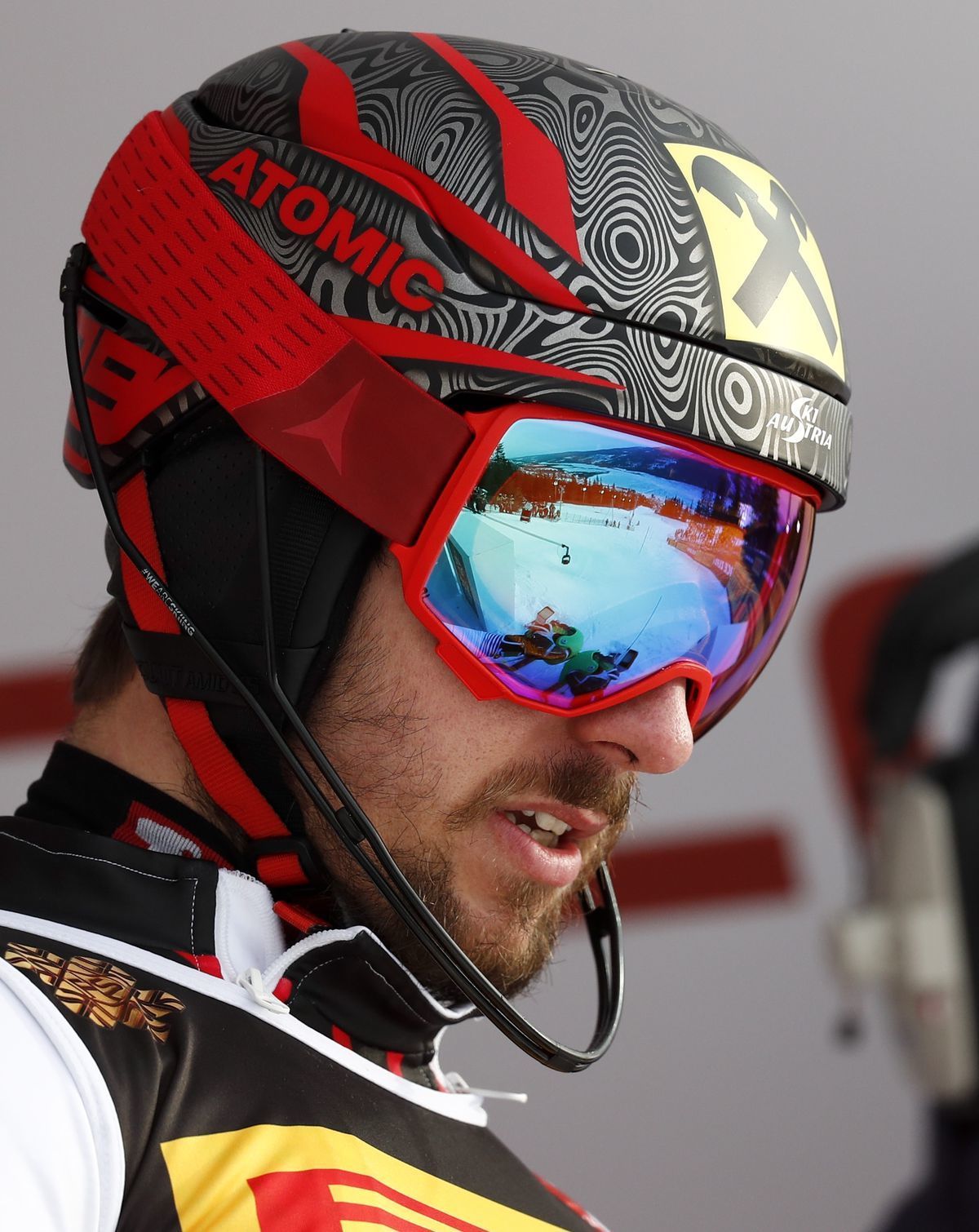 Marcel Hirscher na štarte slalomu na MS v Aare.