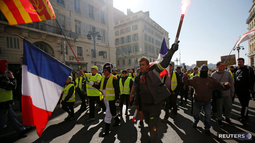 Francúzsko, žlté vesty, demonštrácia, pochod