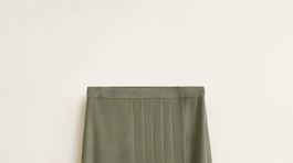 Širšia sukňa s detailom plisé v dĺžke midi. Predáva Mango za 49,99 eura. 