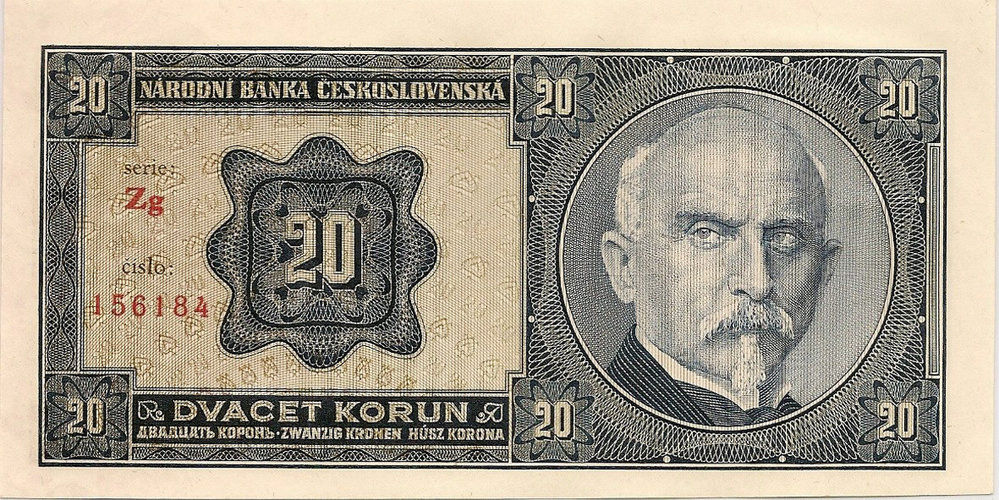 Alois Rašín na 20-korunovej bankovke z roku...