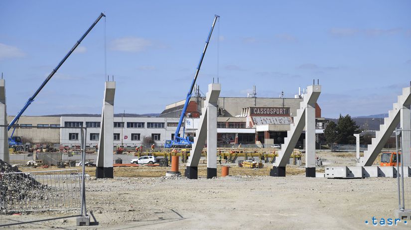 Výstavba Košickej futbalovej arény 25. marca 2019.