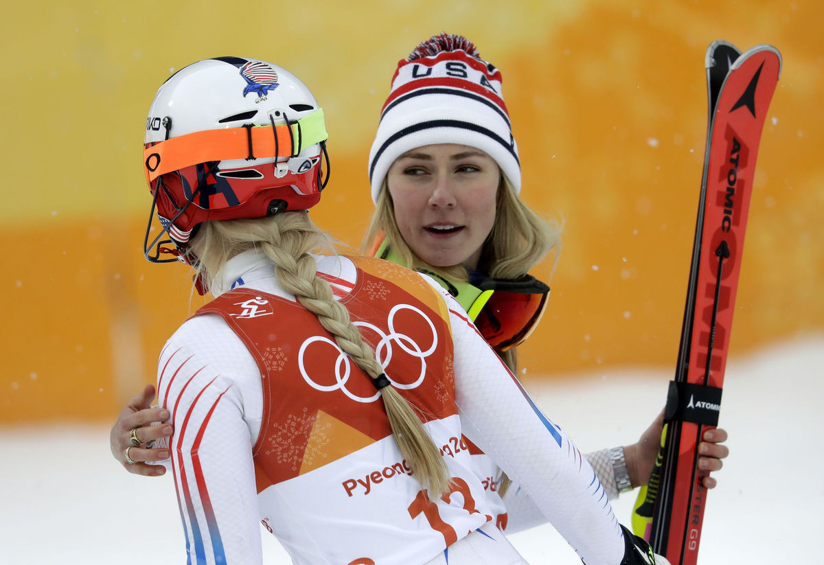 Mikaela Shiffrinová a Lindsey Vonnová na ZOH v...