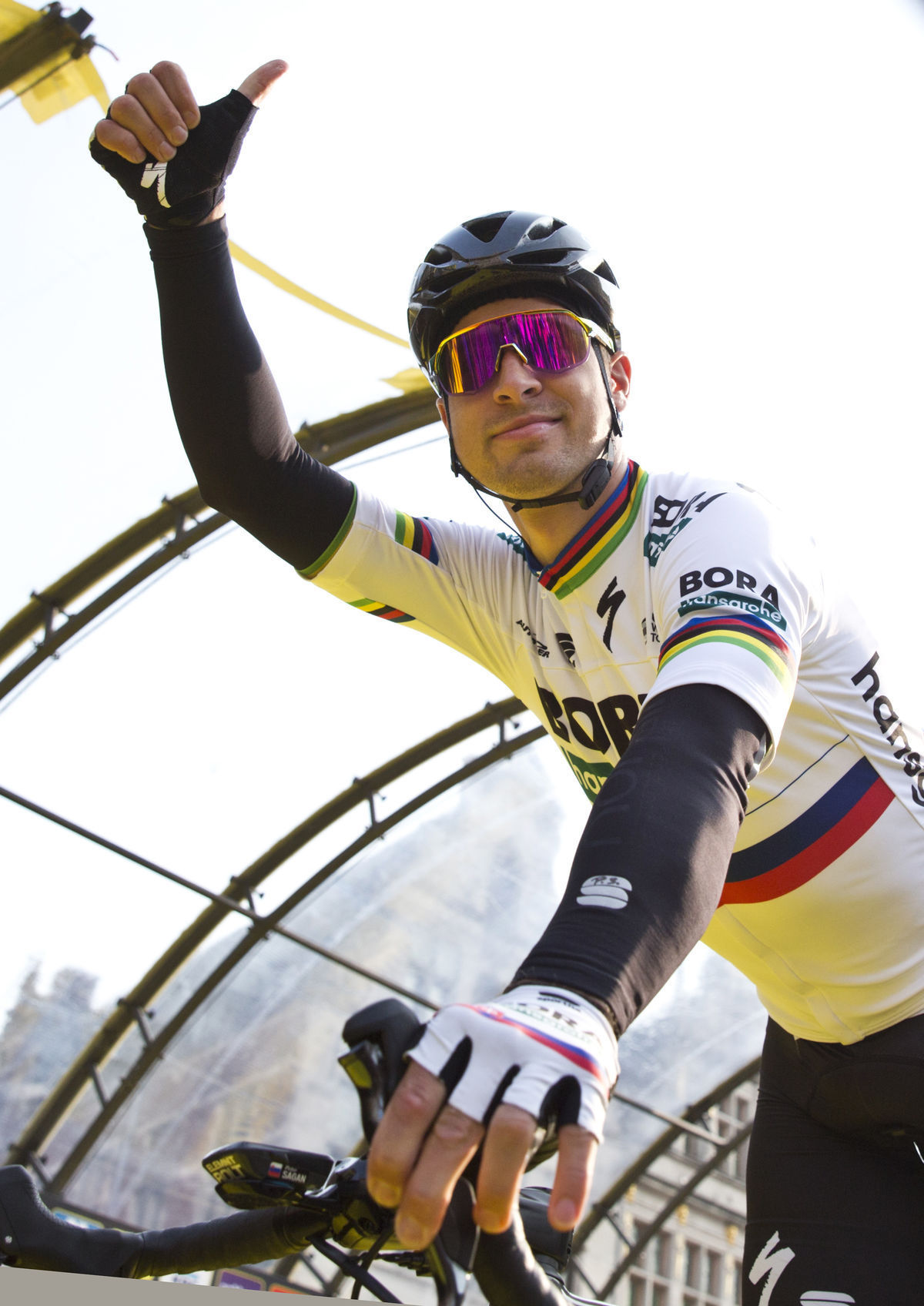 Peter Sagan na tímovej prezentácii v Antverpách...