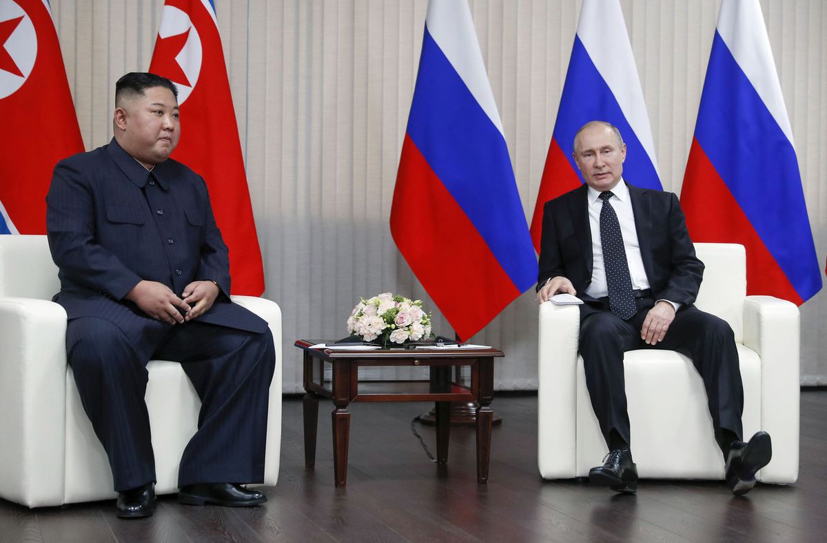 Kim Čong-un a Vladimir Putin počas summitu v...