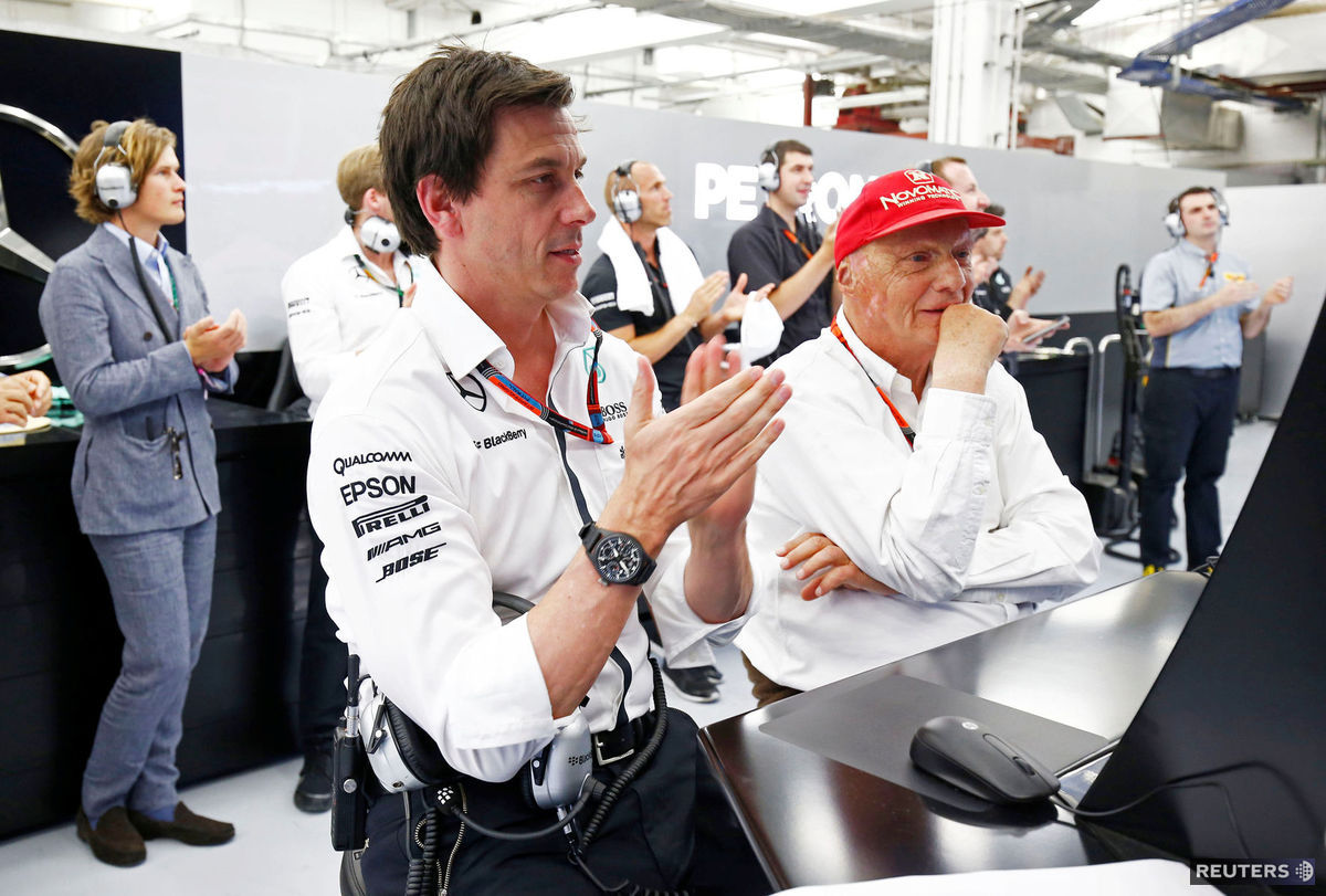 Toto Wolff a Niki Lauda počas Veľkej ceny...