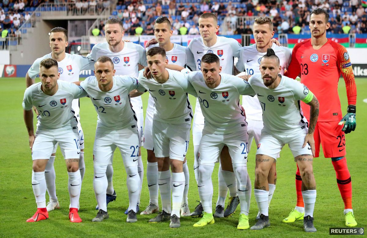 Zostava Slovenska pred zápasom v Azerbajdžane.