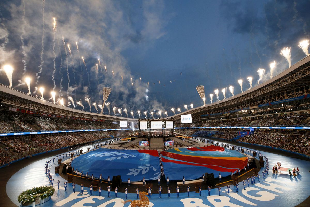 Otvárací ceremoniál Európskych hier v Minsku.