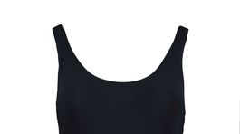 Jednodielne čierne plavky F&F s ozdobným šnurovaním na bokoch, predávajú sa za 19 eur. 