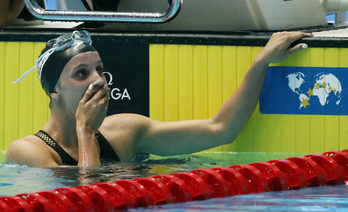 Regan Smithová po prekonaní svetového rekordu.