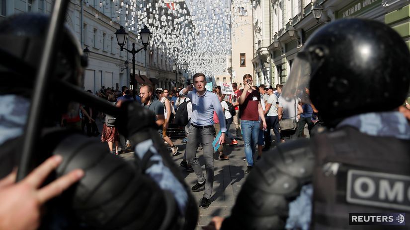 rusko, protest, demonštrácia, polícia