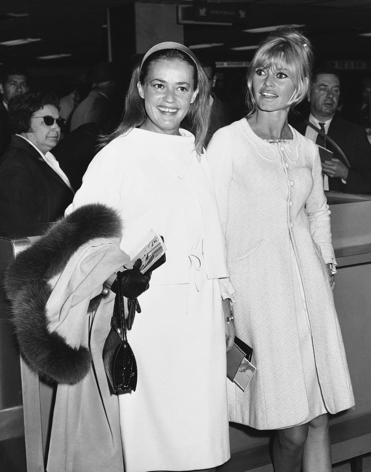 Herečky Jeanne Moreau a Brigitte Bardot...
