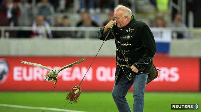 Sokol Samo, symbol slovenského tímu, pred...