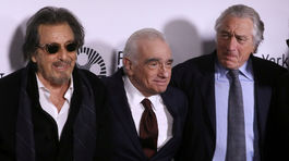 Zľava: Herec Al Pacino, režisér Martin Scorsese a herec Robert De Niro.