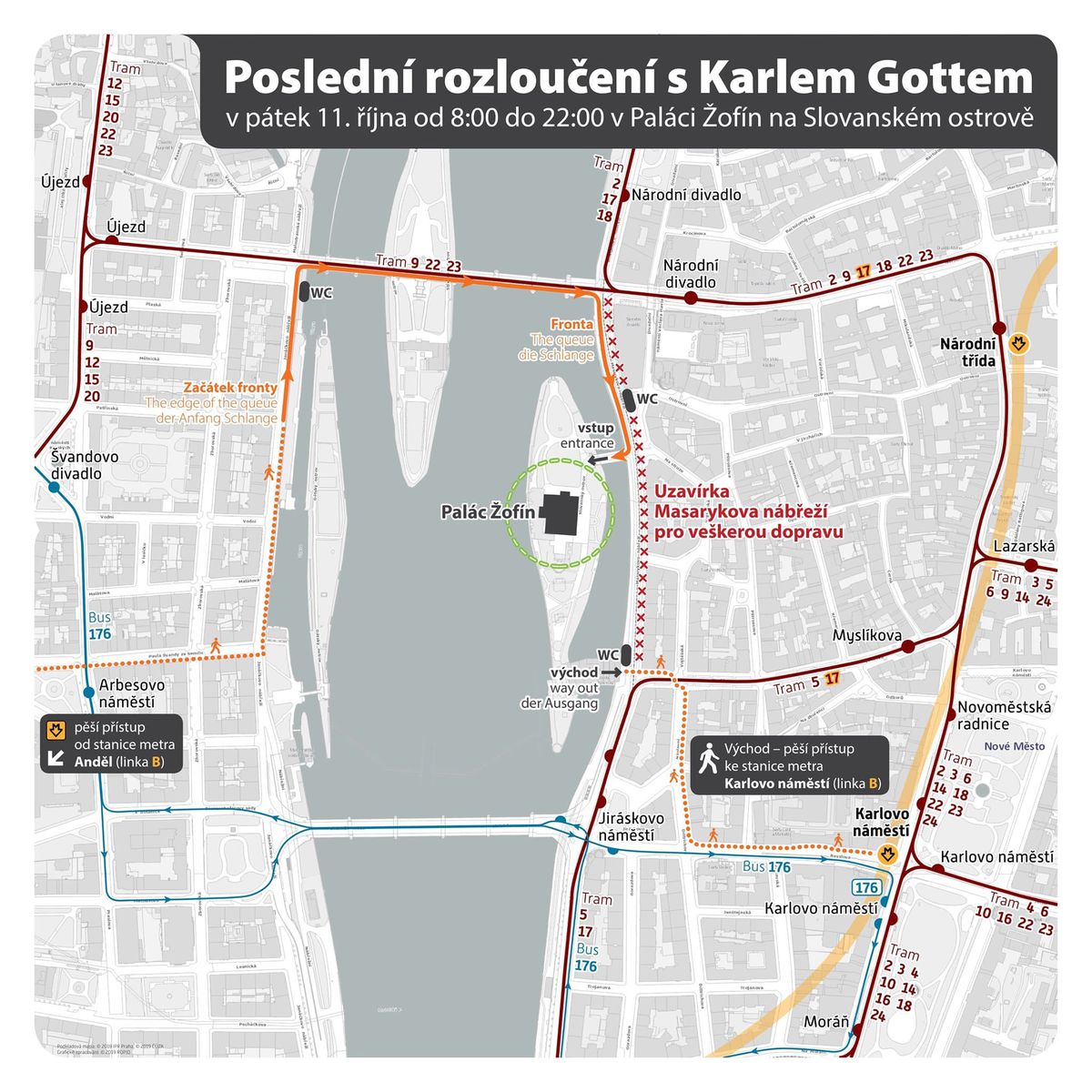 Trasa poslednej rozlúčky s Karlom Gottom.