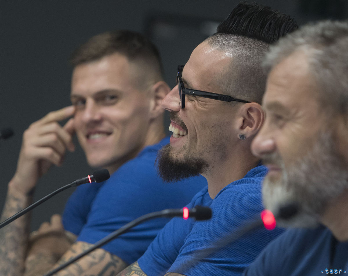 Martin Škrtel, Marek Hamšík a tréner Pavel...