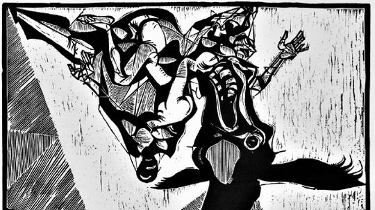 Grafika z cyklu Atómový teror, 1958, linoryt