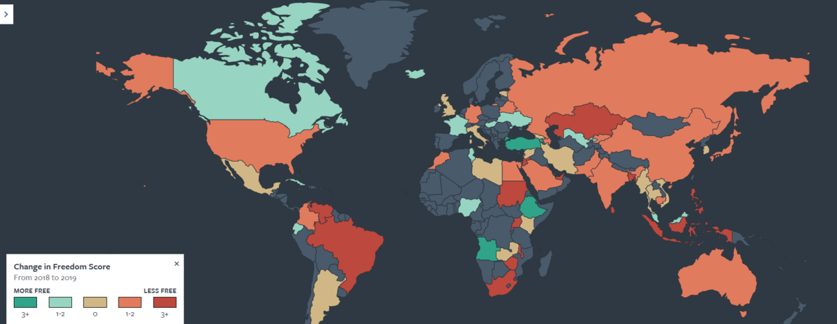 Medziročné porovnanie stavu slobody na...