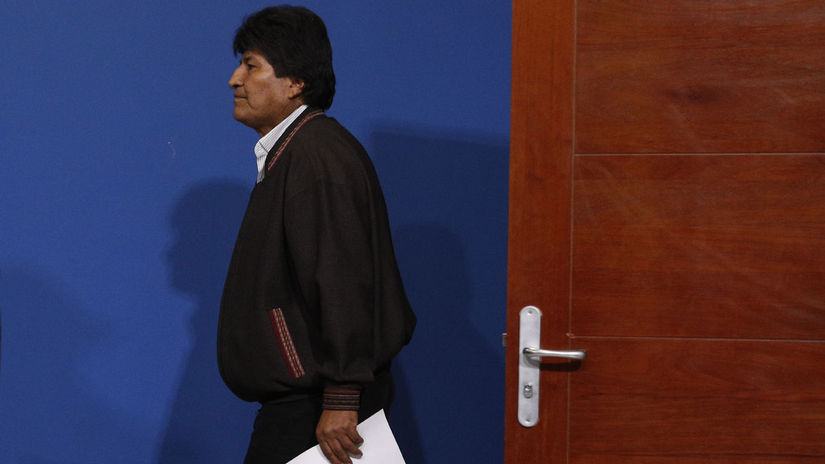 Bolivia's President Evo Morales arrives a press...
