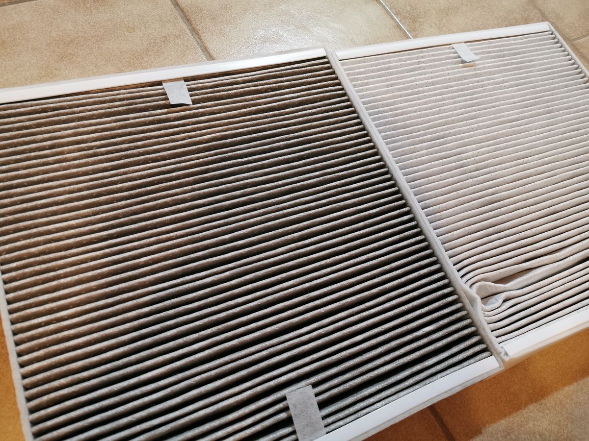Porovnanie HEPA filtrov - vľavo filter po 6...