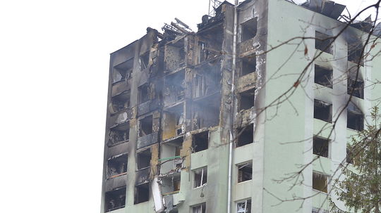 Výbuch plynu v bytovom dome v Prešove.