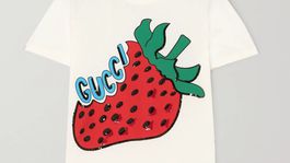 Detské tričko s logom a vyšívaným motívom Gucci. Predáva sa za 590 eur na Net-a-porter.com.